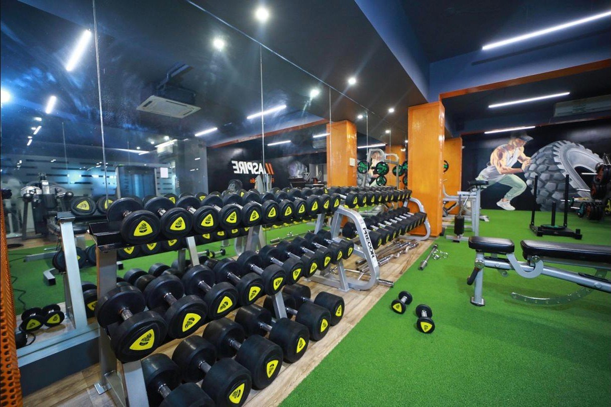 Inside Aspire Fitness Studio, Tambaram — dumbbell and free-weight area